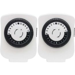 Ge 24-hour Polarized Plug-in Mechanical Timer With 48 On And Off &amp; 1 Outlet 2 Pk